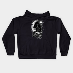 Cat Daemon sitting on the Moon Kids Hoodie